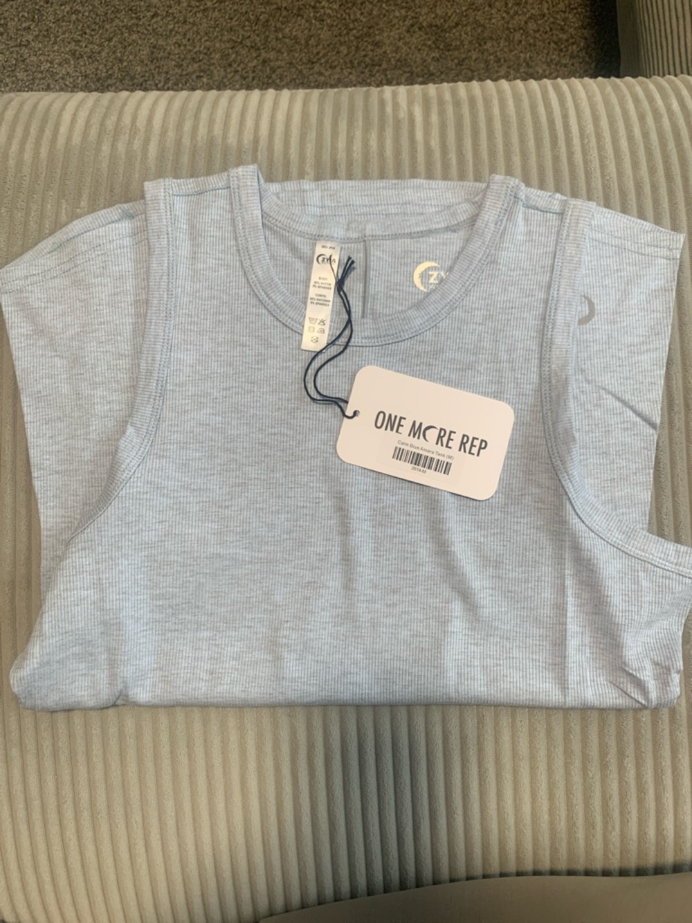 One More Rep Women's Light Blue Ribbed Amara Tank Top